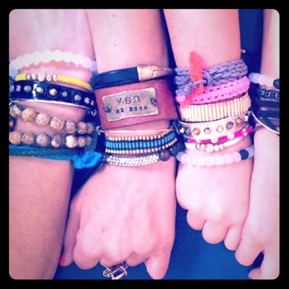 handmade leather and bronze cuff